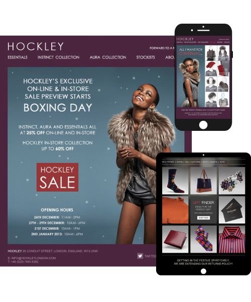 Hockley email mockups across devices